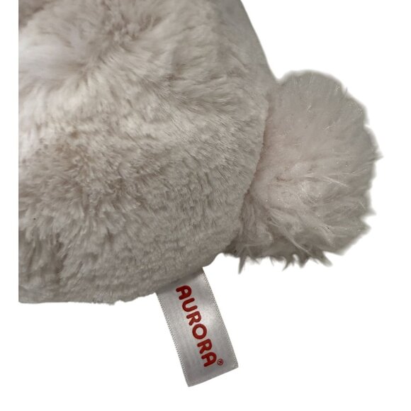 Aurora Plush White Bunny Rabblt Pink Flower Hat 10" Soft Stuffed Animal Easter - Picture 5 of 7